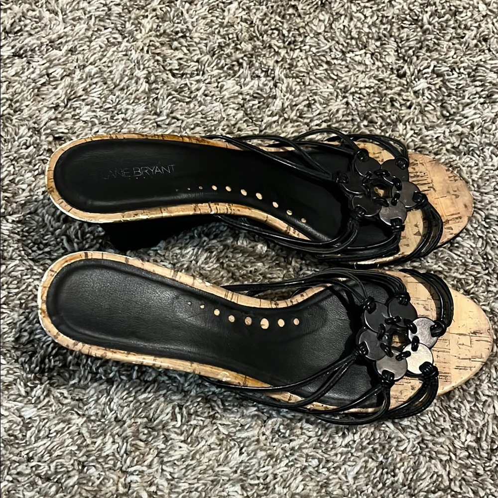 Lane Bryant Black and Tan Mules with Studded Details